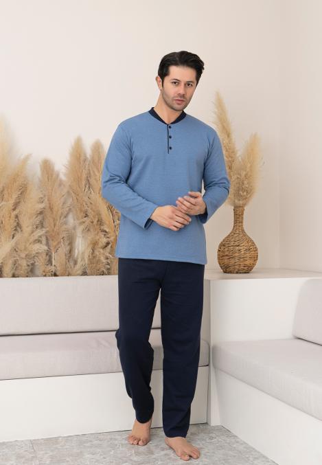 Pijamă bărbat Big Size vătuită, mânecă lungă, pantaloni lungi,En-gros